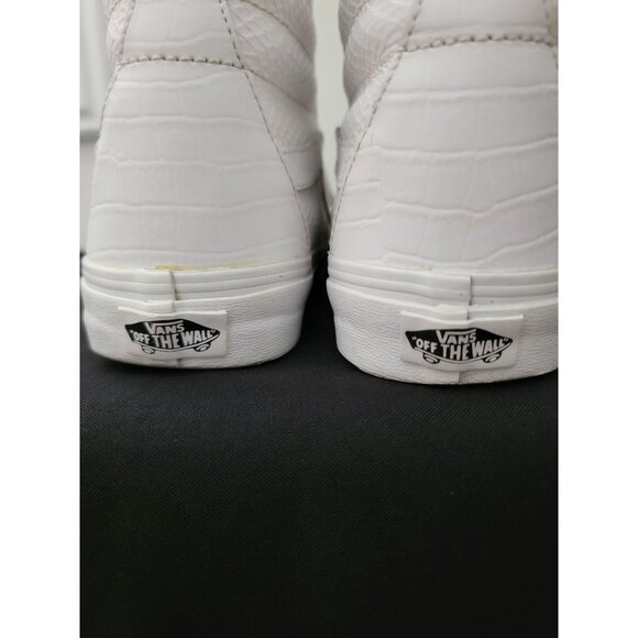 Vans Sk8-Hi Top Reissue Croc Embossed White Leather Sneakers Sz 8.5M / 10W - Picture 7 of 11